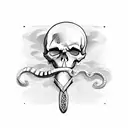 skull and snake and dagger  tattoo design idea