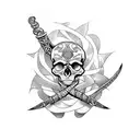 skull snake and dagger  tattoo design idea