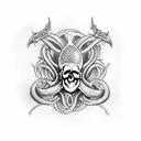 skull snake and dagger  tattoo design idea