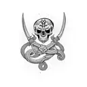 skull snake and dagger  tattoo design idea