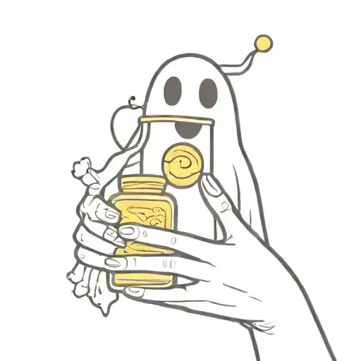 ghost holding honey jar tattoo design idea