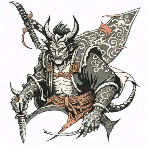 japanese devil samurai tattoo design idea