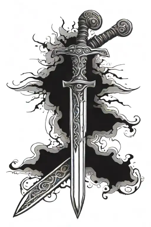 Roman sword embedded tattoo design idea