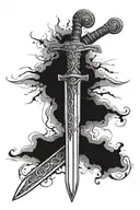 Roman sword embedded tattoo design idea