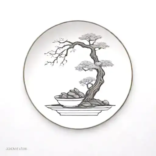 bonsai tree painted on a China plate tattoo design idea