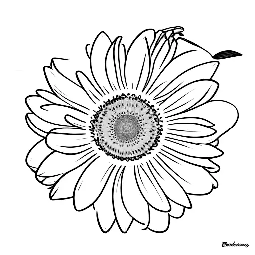 Bumblebee in gerbera and forgetmenotfloeers tattoo design idea