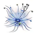 A typewriter with Blue spider Lily and baby’s breath growing out of it tattoo design idea