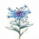 A typewriter with Blue spider Lily and baby’s breath growing out of it tattoo design idea