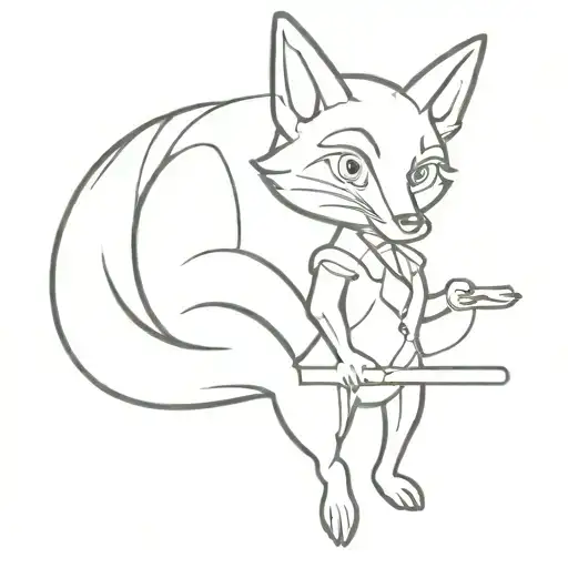fox 1930s rubberhose character tattoo design idea