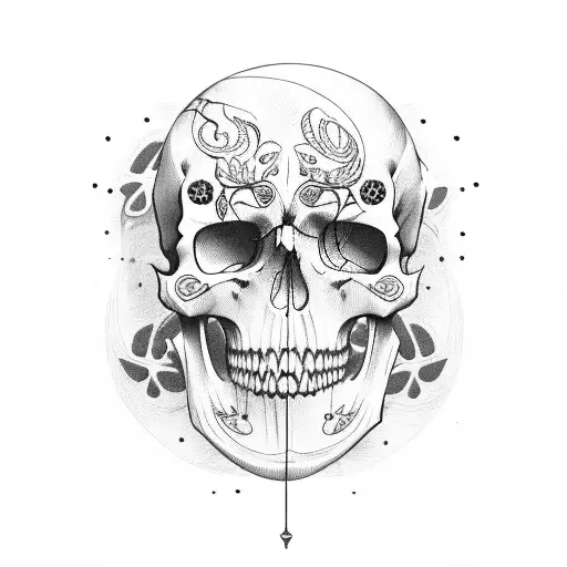cherry with skull tattoo design idea