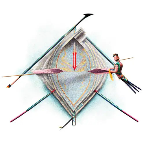 bow and arrow with the arrow wrapped in ivy tattoo design idea