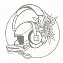 Merge a football helmet with gaming headphones and a Christmas cactus motif tattoo design idea