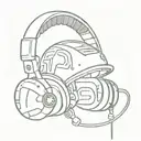 Merge a football helmet with gaming headphones and a Christmas cactus motif tattoo design idea