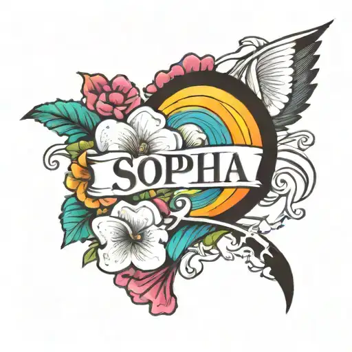 rainbow with the name Sophia 10/11/2022  tattoo design idea