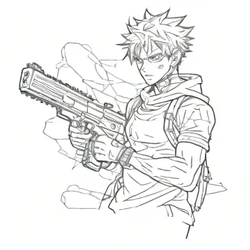 Combine elements from Jujutsu Kaisen, Chainsaw Man, and Blue Lock into a unique and dynamic tattoo design tattoo design idea