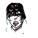 female cyberpunk face ahegao tattoo design idea