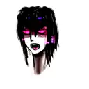 female cyberpunk face ahegao tattoo design idea