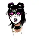 female cyberpunk face ahegao tattoo design idea