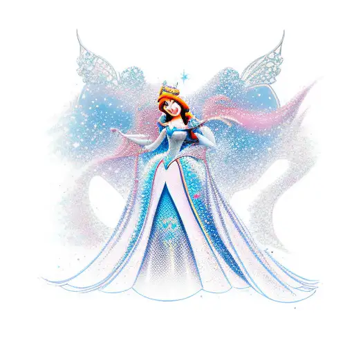 disney princess full body broken af tattoo design idea
