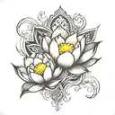 lotus black grey design tattoo design idea