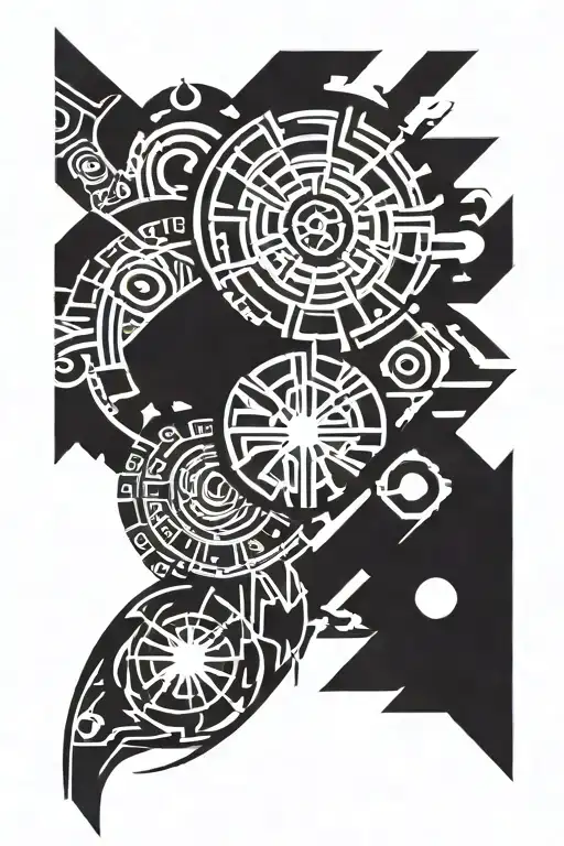 Cyber sigilism arm band tattoo design idea