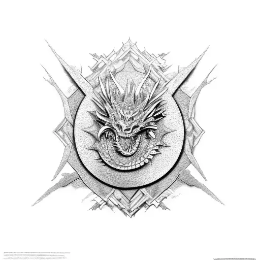 A dragon with intricate scales made up of different famous art pieces tattoo design idea