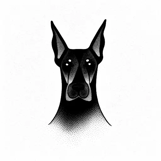 woman, Doberman, Canva poo, cat sitting next to a tree in a meadow  tattoo design idea