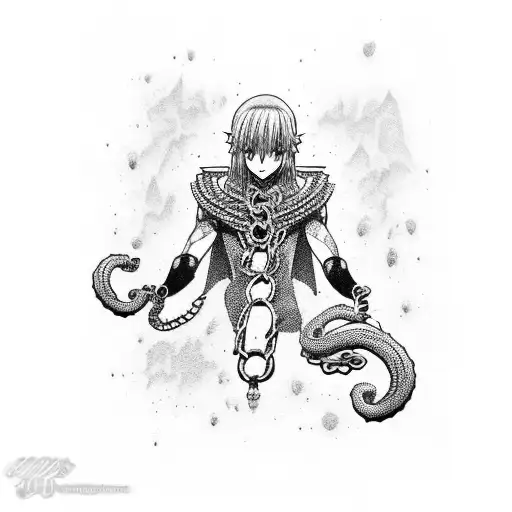 kurapika chains on leg  tattoo design idea