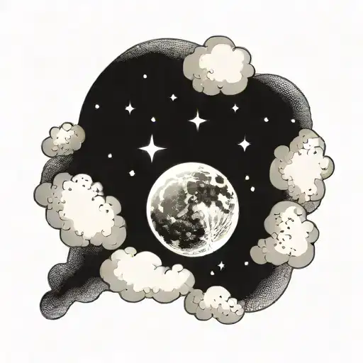 moon and clouds and maybe stars tattoo design idea