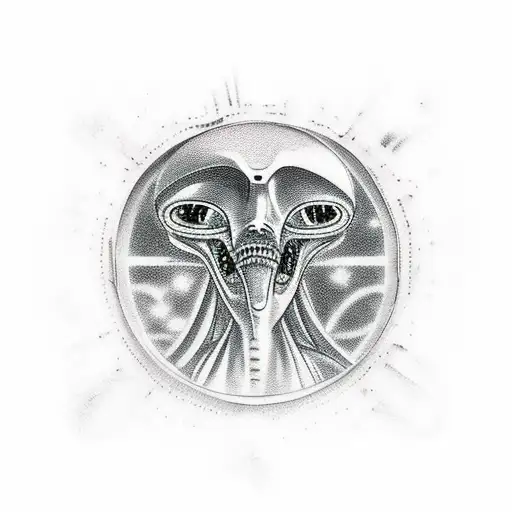 alien abduction tattoo design idea