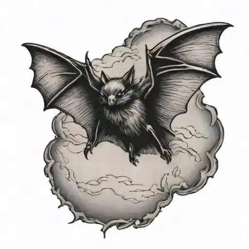 small bat flying tattoo design idea