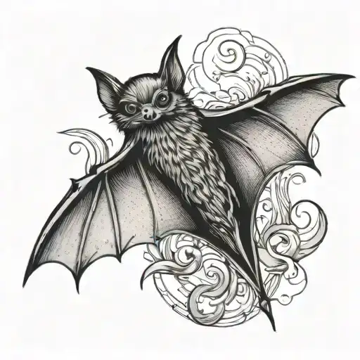 small bat flying tattoo design idea
