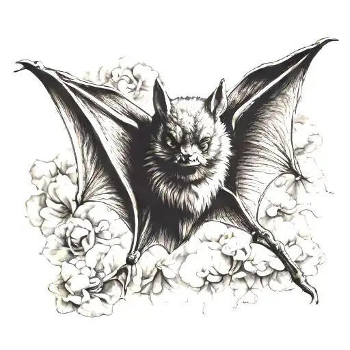small bat flying tattoo design idea