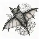 small bat flying tattoo design idea