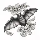 small bat flying tattoo design idea