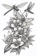 dragonfly, lily, hummingbird, sunflower, butterfly  tattoo design idea