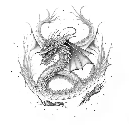 female dragon that scale up the arm tattoo design idea