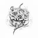 dragon roses castle  tattoo design idea