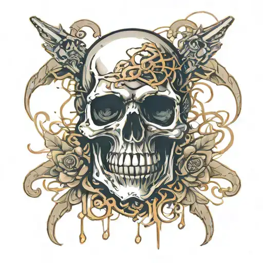 Skull with the word TAC built-in, with the legend DCRS special forces, with networking elements on it tattoo design idea