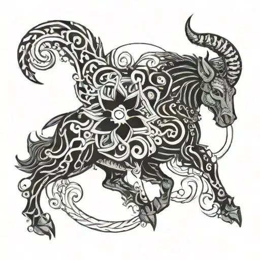 capricorn zodiac sign tattoo design idea