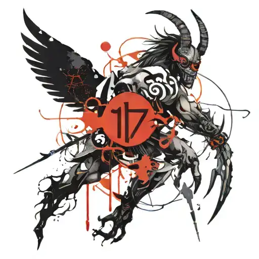 number 17 and demon sigil tattoo design idea