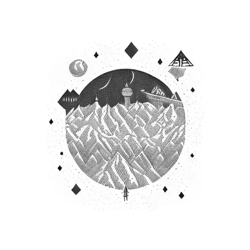 Hollywood hills with sign tattoo design idea