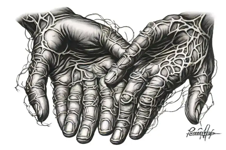 Blackout tattoo of hands tattoo design idea
