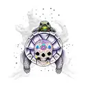 skull riding turtle tattoo design idea