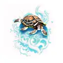 skull riding turtle tattoo design idea