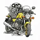 honda cb1000 big one yellow tattoo design idea