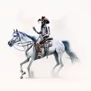 A skeletal cowboy riding a ghostly horse through a desolate western landscape tattoo design idea