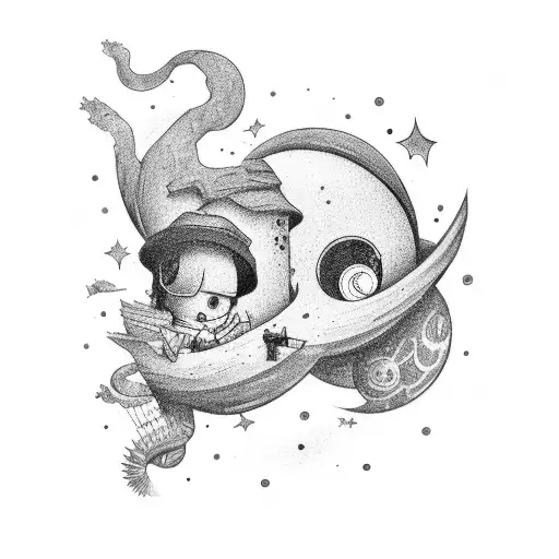 kid on roof top looking at galaxy tattoo design idea