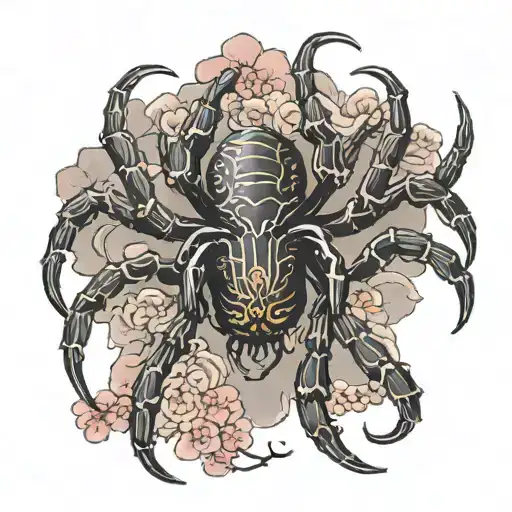 sakura spider japanese tattoo design idea