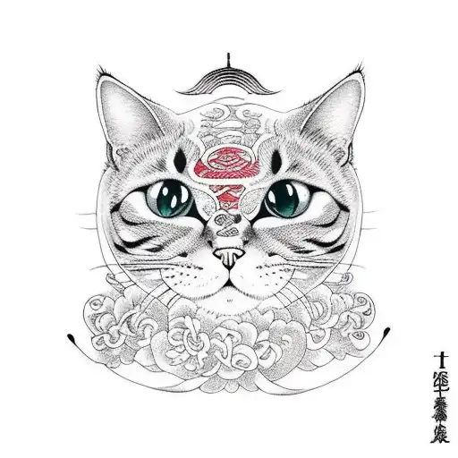 funny cat tattoo design idea